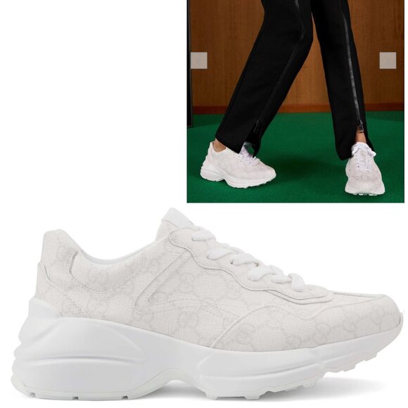 GUCCI SNEAKERS RHYTON WHITE GG LOGO SUPREME CANVAS SHOES sz 41.5 11.5 - Picture 1 of 15